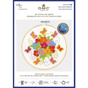 DMC FLUTTERING BUTTERFLIES Counted Cross Stitch Kit 17.5cm, 14ct Aida, BK1851