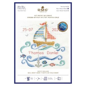 DMC SAIL BOAT Birth Record Counted Cross Stitch Kit 19 x 19cm, BK1877