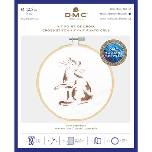 DMC PLAYFUL CAT Counted Cross Stitch Kit 12.5cm, 16ct Aida, BK1883