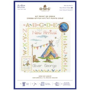 DMC NEW ARRIVAL Birth Record Counted Cross Stitch Kit 21 x 28cm, BK1921