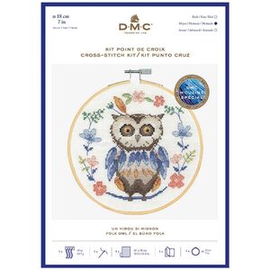 DMC FOLK OWL Counted Cross Stitch Kit 18cm Diameter, BK1925