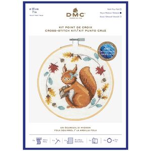 DMC FOLK SQUIRREL Counted Cross Stitch Kit 18cm Diameter, BK1926