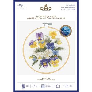 DMC VIOLETS Counted Cross Stitch Kit 18cm Diameter, BK1937