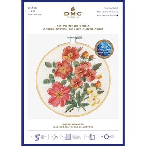 DMC WILD ROSES Counted Cross Stitch Kit 18cm Diameter, BK1938