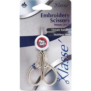 Klasse Embroidery Scissors 90mm, Ornate Handles, Stainless Steel BK2603