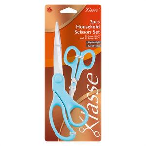 Klasse 2pc Household Scissors Set, 210mm (8 1/4&quot;) and 115mm (4 1/2&quot;) BK3520.BLUE