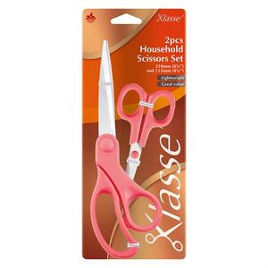 Klasse 2pc Household Scissors Set, 210mm (8 1/4&quot;) and 115mm (4 1/2&quot;) BK3520.PINK
