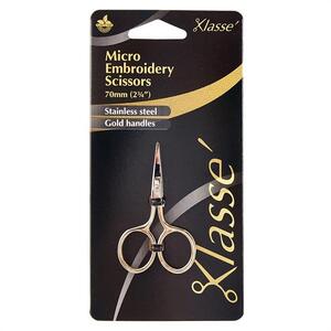 Klasse Micro Embroidery Scissors 70mm, Gold Handles, Stainless Steel BK4602