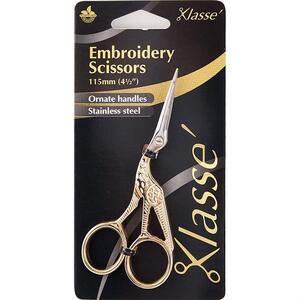 Klasse Stork Embroidery Scissors 115mm, Ornate Stainless Steel BK4704