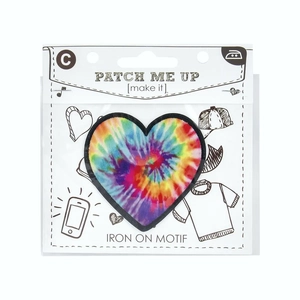 TIE DYE HEART Iron On Motif 6cm x 4cm - Patch Me Up by Make It BM6954