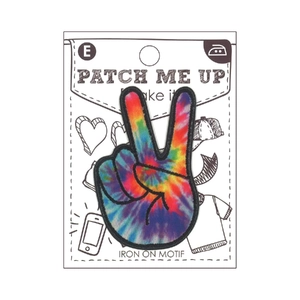 TIE DYE PEACE FINGERS Motif Iron-On 6.5cm x 4cm - Patch Me Up by Make It BM6955