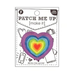 RAINBOW HEART Motif Iron-On 5.4cm x 5cm - Patch Me Up by Make It BM6970