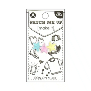 THREE STARS Iron On Motif 3.1cm x 1.4cm - Patch Me Up by Make It BM7008