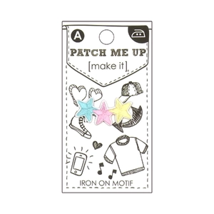 THREE STARS Iron On Motif 3.1cm x 1.4cm - Patch Me Up by Make It BM7008