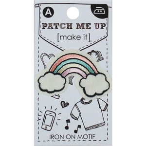 RAINBOW CLOUDS Iron On Motif Patch Me Up by Make It BM7027, 5.1X3.3cm