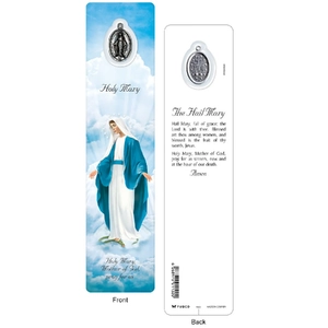 HOLY MARY Laminated Bookmark Prayer Card &amp; Charm, 45mm x 190mm, Inspirational, Miraculous