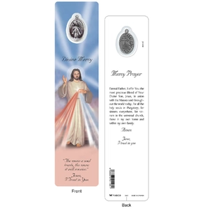 DIVINE MERCY Laminated Bookmark Prayer Card &amp; Charm, 45mm x 190mm, Inspirational