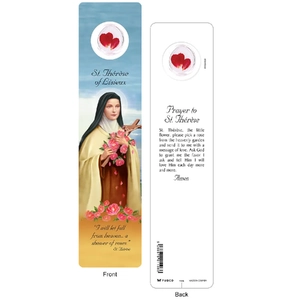 SAINT THERESE Laminated Bookmark Prayer Card &amp; Charm, 45mm x 190mm, Inspirational