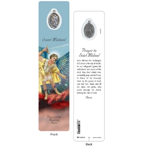 SAINT MICHAEL Laminated Bookmark Prayer Card &amp; Charm, 45mm x 190mm, Inspirational