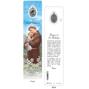 SAINT ANTHONY Laminated Bookmark Prayer Card &amp; Charm, 45mm x 190mm, Inspirational