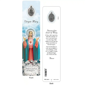 IMMACULATE HEART OF MARY Laminated Bookmark Prayer Card &amp; Charm, 45mm x 190mm, Inspirational