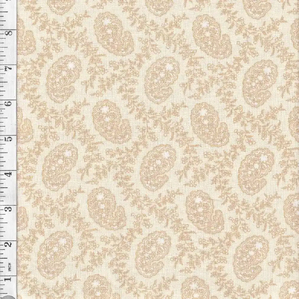Beige Small Paisley Cream &amp; Sugar VII Cotton Fabric 110cm wide