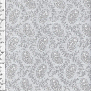 Grey Small Paisley Cream &amp; Sugar VII Cotton Fabric 110cm wide