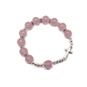 Rosary Bracelet - Pink with Tulle Bag BR1825P