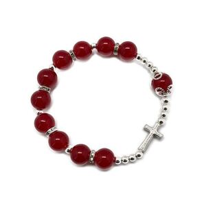 Rosary Bracelet - Red with Tulle Bag BR1825R