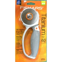 FISKARS 60mm Rotary Cutter, TITANIUM BLADE, Soft Grip Loop &amp; Safety Blade Lock