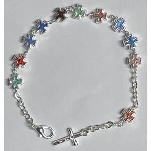 Rosary Bracelet Coloured Crosses 7mm Beads BRL20