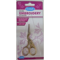 Triumph Stork Embroidery Scissors, 89mm (3 1/2&quot;), Lightweight, Gold Finish