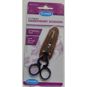 Triumph Victorian Embroidery Scissors With Pouch, 85mm 3.5&quot;, All Stainless Steel
