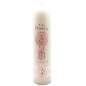 Candle, On The Christening Of Your Baby Girl, 50mm Diameter 200mm High