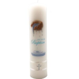 Baptism Candle, Adult, On Your Baptism, 50mm Diameter, 200mm High