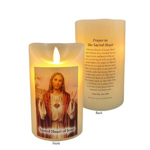 LED Wax Vanilla Scented Candle - Sacred Heart of Jesus