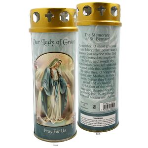 Miraculous, Our Lady Of Grace Devotional Candle, Approx 68 Hours Burn Time