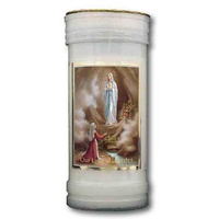 OUR LADY OF LOURDES Devotional Candle, 70 Hour Burn Time, 60 x 140mm