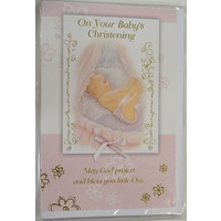 Christening Card GIRL, On Your Baby's Christening, 115 x 170mm, Includes Envelope