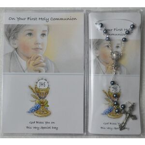 BOY First Holy Communion Rosary and Keepsake, Small Booklet