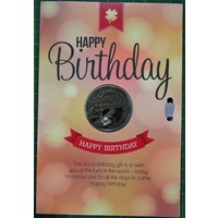 Happy Birthday Card & Lucky Coin, 115 x 170mm, Luck Coin 35mm, A Beautiful Gift