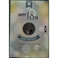 Happy 18th Birthday Card &amp; Lucky Coin 115 x 170mm, Luck Coin 35mm Beautiful Gift