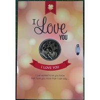 I Love You (Hearts) Card &amp; Lucky Coin, 115 x 170mm, Luck Coin 35mm, A Beautiful Gift
