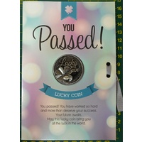You Passed Card &amp; Lucky Coin, 115 x 170mm, Luck Coin 35mm, A Beautiful Gift