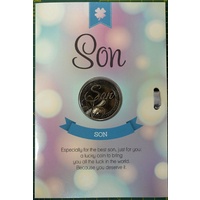 SON Card &amp; Lucky Coin, 115 x 170mm, Luck Coin 35mm, A Beautiful Gift