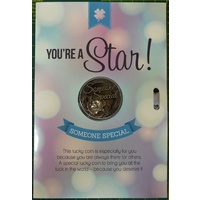 You&#39;re A Star (Someone Special), Card &amp; Lucky Coin, 115 x 170mm, Luck Coin 35mm