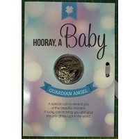 HOORAY, A Baby, Guardian Angel, Card &amp; Lucky Coin, 115 x 170mm, Luck Coin 35mm