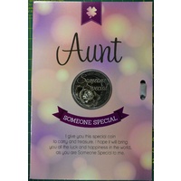 AUNT, Someone Special, Card & Lucky Coin, 115 x 170mm, Luck Coin 35mm, A Beautiful Gift