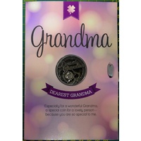 Dearest Grandma, Card &amp; Lucky Coin, 115 x 170mm, Luck Coin 35mm, A Beautiful Gift