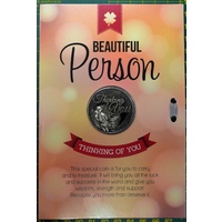 Beautiful Person, Card &amp; Lucky Coin, 115 x 170mm, Luck Coin 35mm, A Beautiful Gift